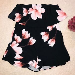 Black floral romper